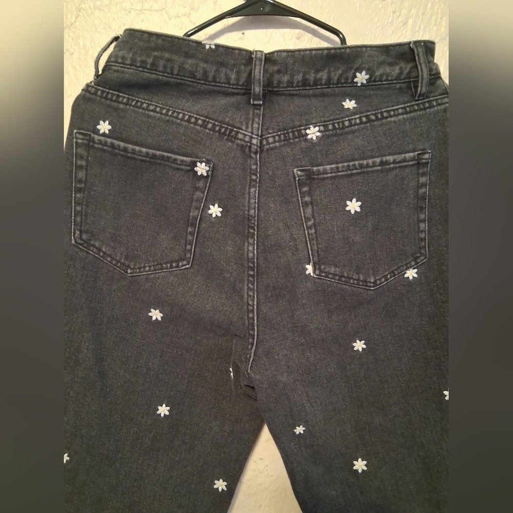 PacSun Y2K High Rise Straight Jeans Daisy Embroidery Size 28 Cropped - Picture 6 of 7